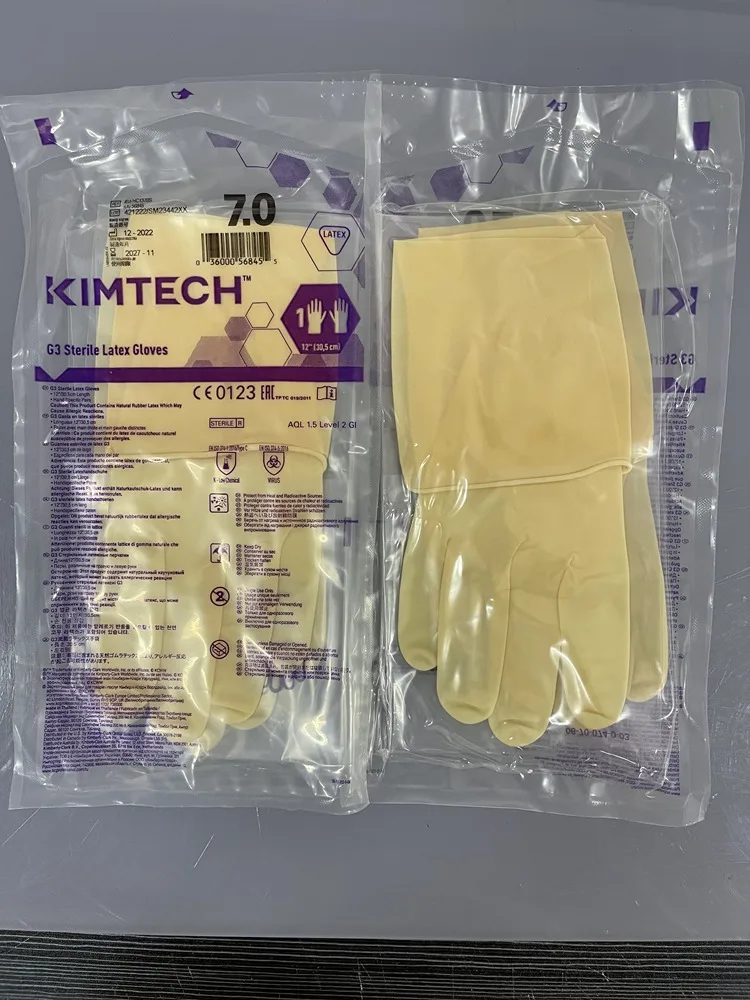 Ansell Kimberly-Clark Kimtech ™ Luva específica para sala limpa G3 látex 12 polegadas (1 par) com punho frisado ISO4 30 cm de comprimento