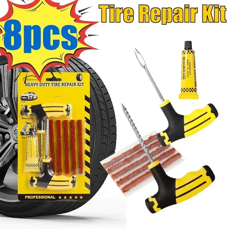 1 Set Puncture Repair Kits Car Tire Repair Tool With Rubber Strips Tubeless Flat Tire Repair Tool For Car Trucks Motors