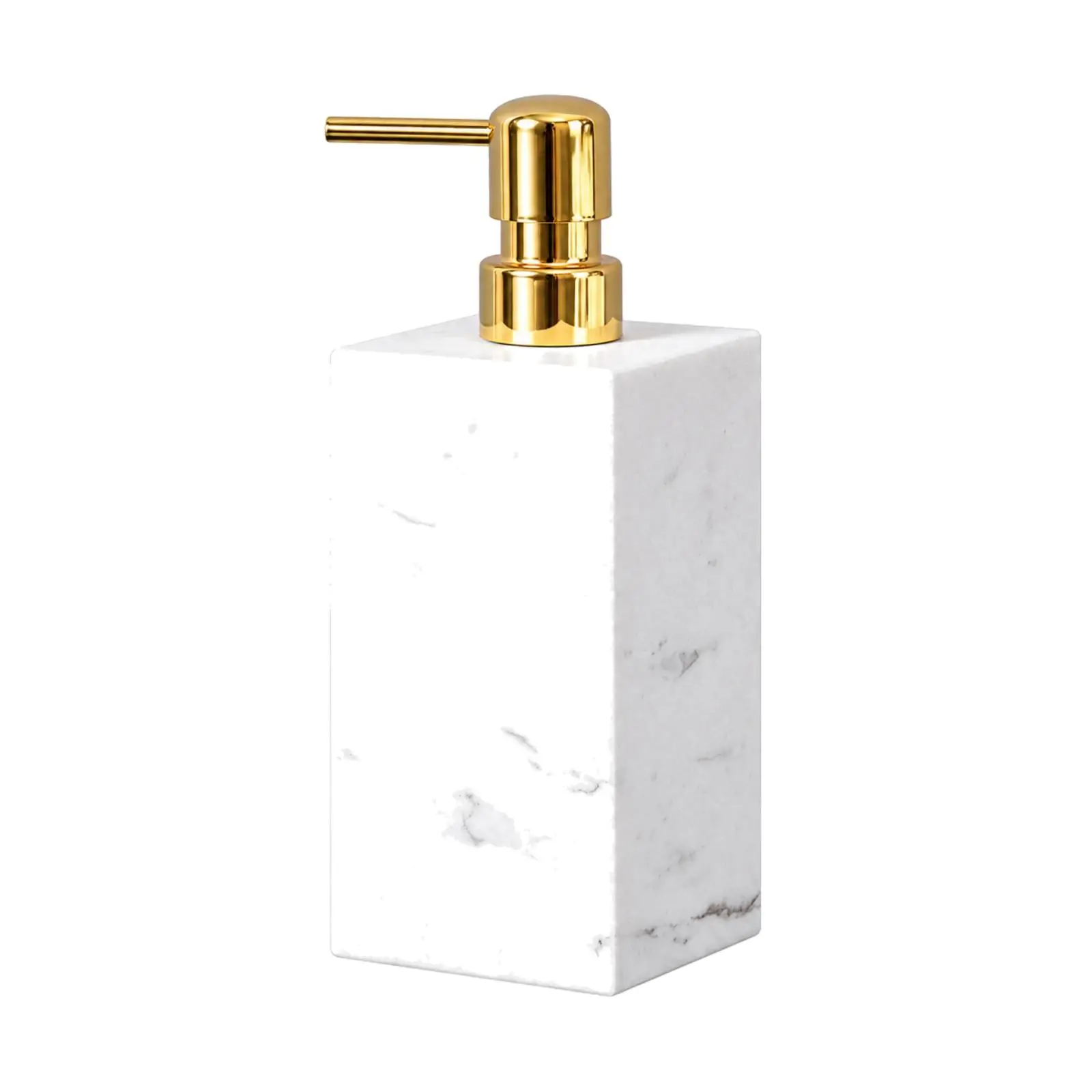 Elegant White Marble Soap Dispenser for Bathroom Countertop Square Liquid Soap Container with Pump for Home Use