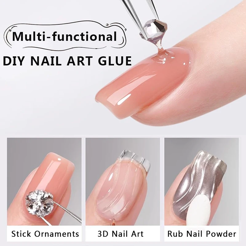 PUENTE super gel de diamante sin capa de dispersión adhesivo fuerte gel pegajoso transparente gel UV para arte de uñas decoración 3D 4