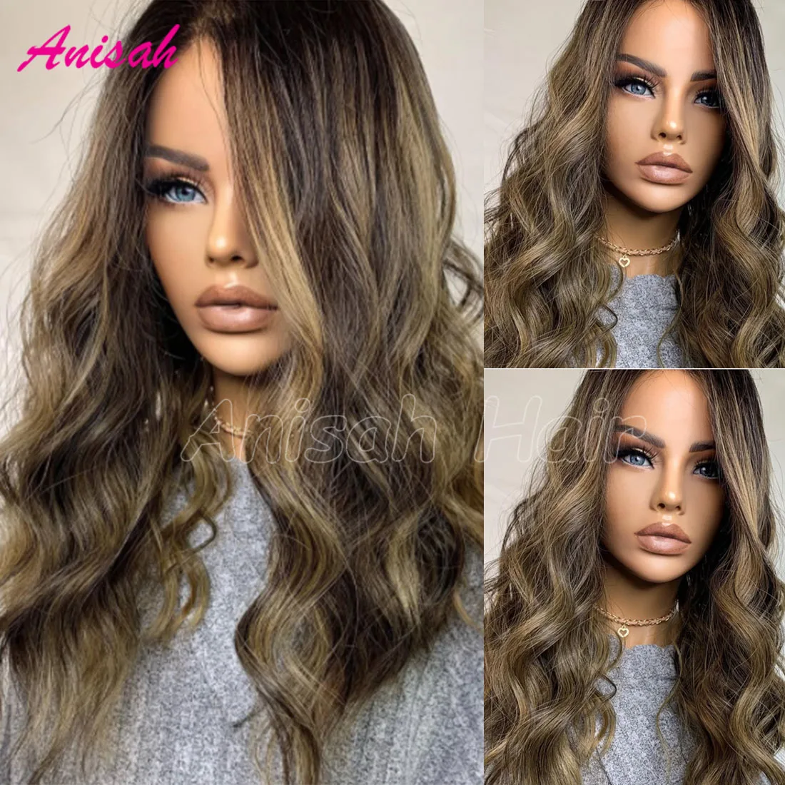

Brazilian Highlight Wig Human Hair Body Wave Lace Frontal Wigs Colored Ombre Blond Lace Closure Glueless Human Hair Wigs