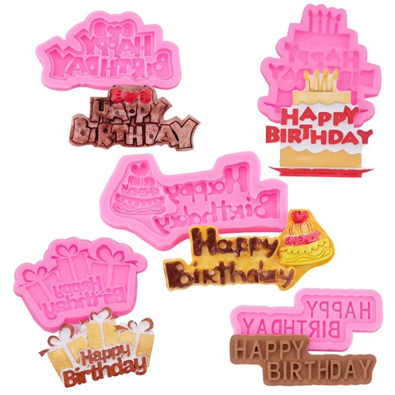 

Happy Birthday Letter Silicone Mold DIY Birthday Cupcake Topper Fondant Cake Decorating Tools