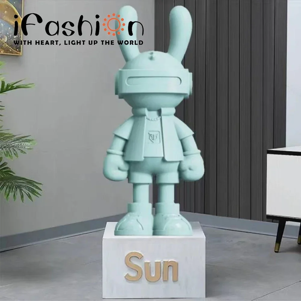 Trendy Decorations 35cm Rabbit Figurine Statue Cartoon Ornaments Sculpture  Desktop Cute Home Interior Decor Bedroom Gift Boy