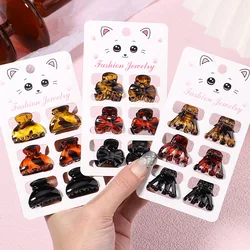 6PSC/Set New Women Girls Vintage Elegant Leopard Small Acrylic Hair Claws Geometric Hair Clips Headband Fashion Hair Accessories