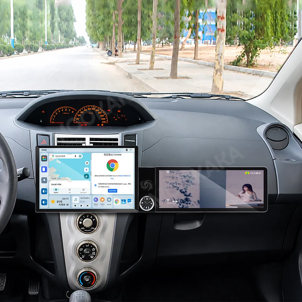Qualcomm Android Radio For Toyota Yaris 2005~2011 Dual Screen GPS Stereo Multimedia Navigation Car Receiver player IPS Head Unit