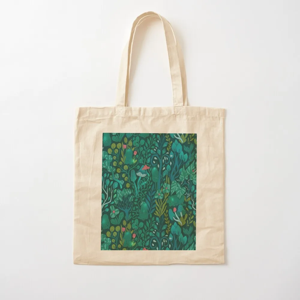 Emerald forest keepers. Fairy woodland creatures. Tree, plants and mushrooms Tote Bag hand bag ladies cute tote bag Gift bags