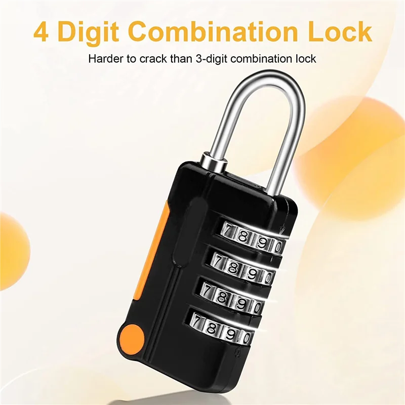 -AS58 2 Pack Combination Padlock Small Black&Silver For School Gym Locker, Gate, Shed, 4 Digit Code Security Locks