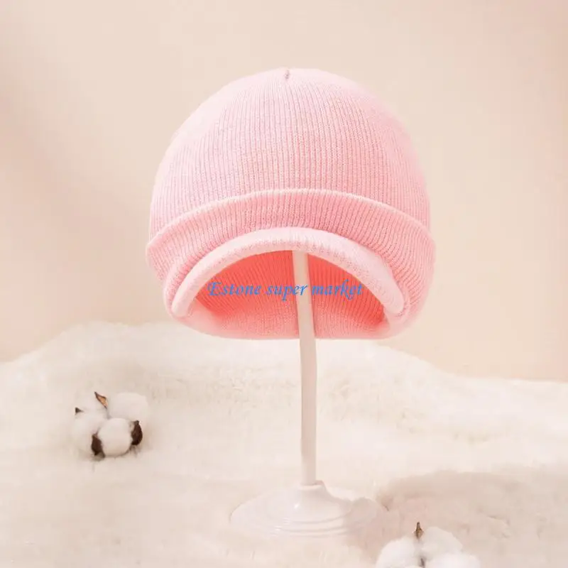 090B الخريف الشتاء بلون الطفل محبوك قبعة الأذن للحماية يندبروف قبعة بيسبول الدافئة لينة عادية Sunhat العقص قبعة #2