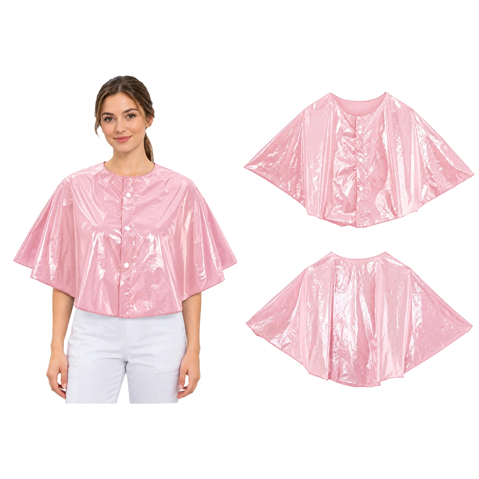 Women Elderly Special Needs Adaptive Clothing Water Resistant Cape Hospital Nursing Mammography Shawl Press Buttons Front Coat