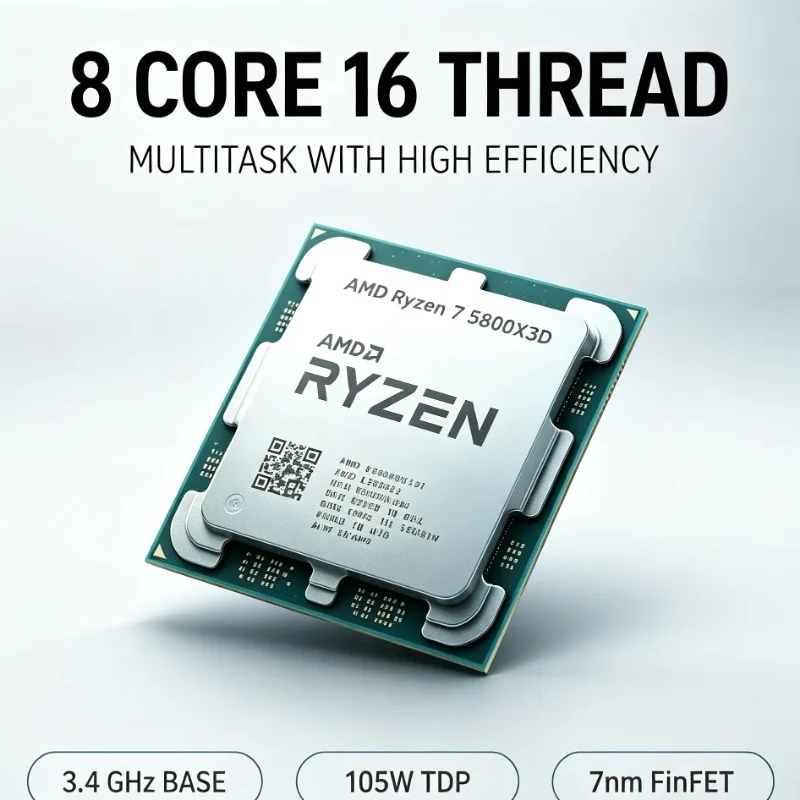 AMD 5800X3D Desktop Gaming CPU AM4 8 Core 16 Thread 5GHz 96MB Cache 105W DDR4 Processor Loose Piece
