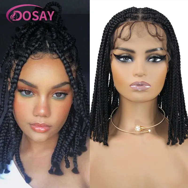 Twist Braided Wigs Synthetic 360 Full Lace Wig 10 Inch Goddess Short Bob Braids Wig Afro Spring Braided Transparent Lace Wig