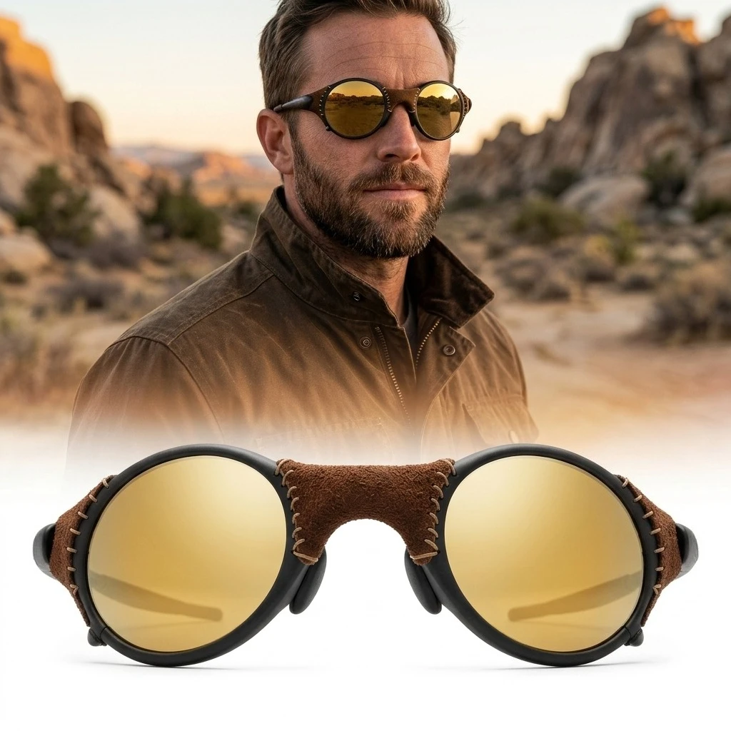 

Vintage Polarized Sunglasses UV400 Zinc Alloy Round Frame Steampunk Cycling Glasses