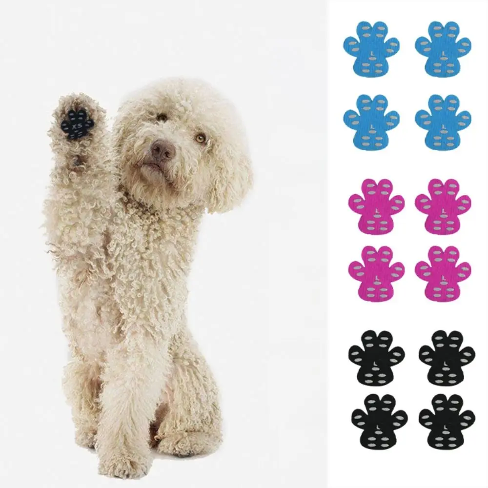 4pcs/set Dustproof Dogs Anti-slip Traction Pads Sticker Self-Adhesive Skidproof Pet Foot Patch Wear-resistant Cloth/Silicone