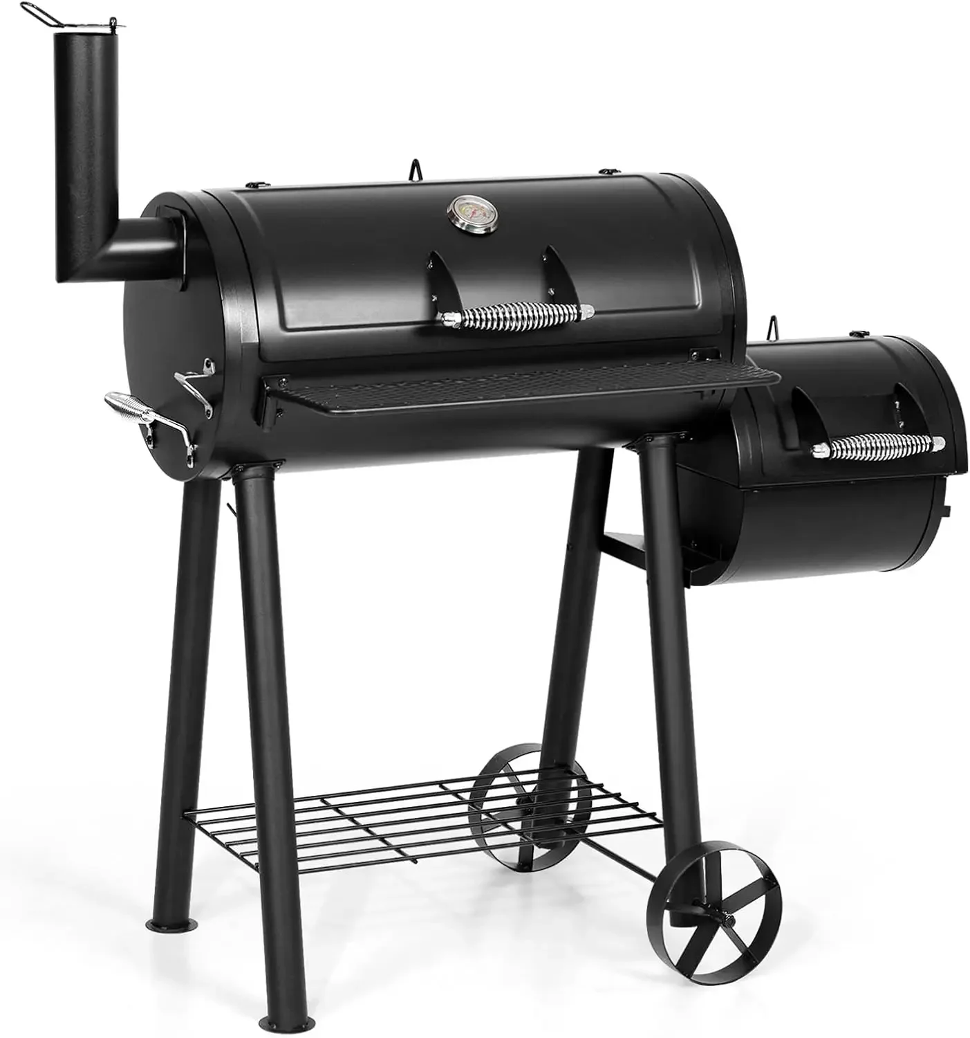 BBQ Charcoal Grill with Offset Smoker, 2 in 1 Smoker and Charcoal Grill combo, 512 Square Inch Space Barrel Charcoal Smoker