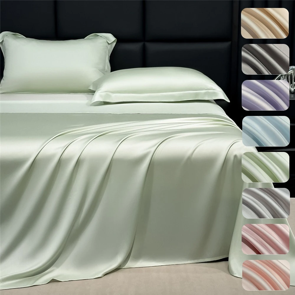 

Summer Simple Solid Color Satin Solid Color Bed Sheet Ice Silk Bedspread for Bedroom Bedding Cool Lençol De Cama Casal King Home