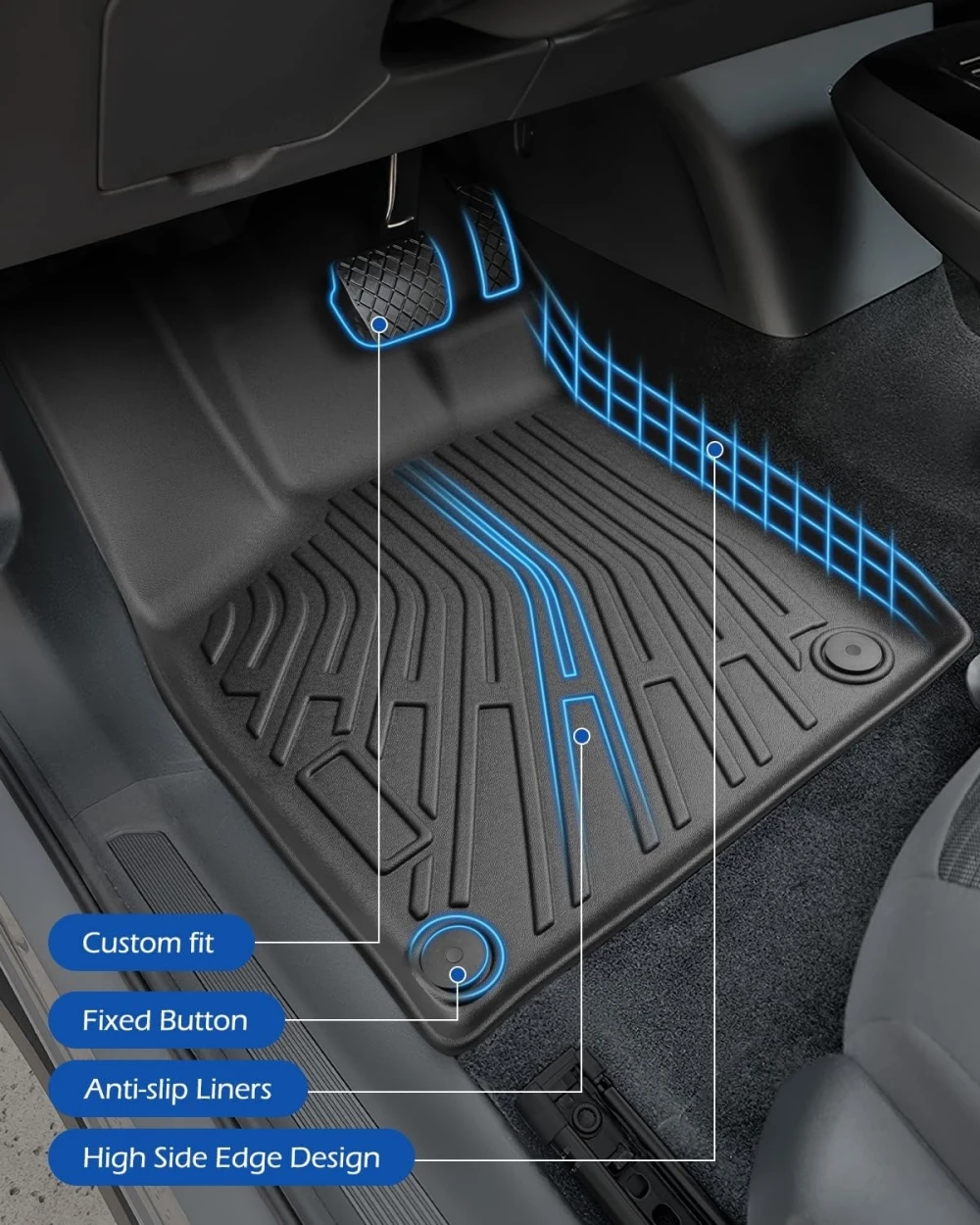 Für Volkswagen ID.4 Fußmatten Kofferraumauskleidung 2024 2023 2022 2021 Allwetter-Fußmatten TPE-Bodenteppiche Linkslenker – Detail 4
