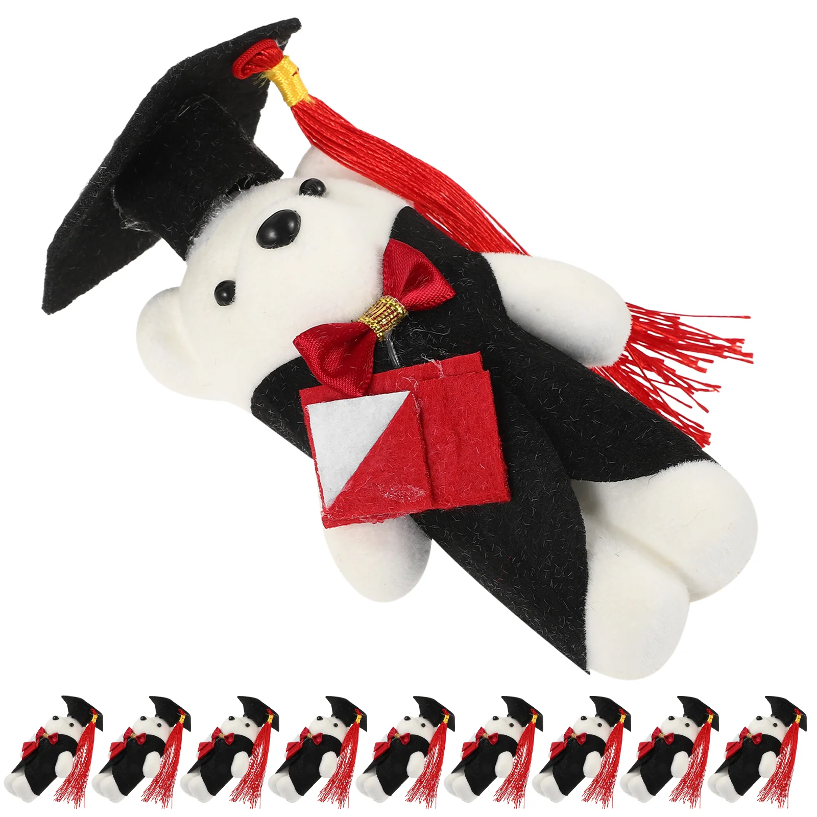 10 ชิ้น Dr Bear น่ารัก Decors ตุ๊กตาสัตว์ขนาดเล็ก Graduate Mini Graduation หมีดอกไม้