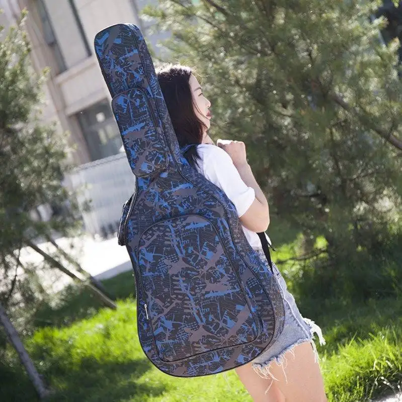 

High Aesthetic Value Guitar Bag Camouflage Thiened Waterproof for 36/38/39/40/4 Inch Acoustic Guitar Double oulder Strap