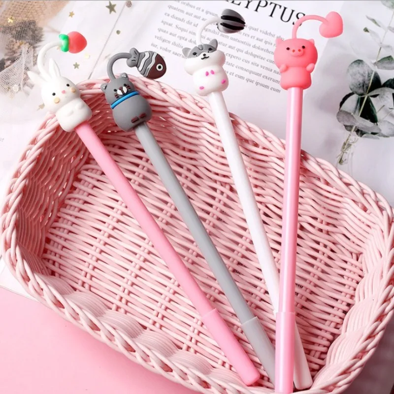 

24 шт., трехмерная нейтральная ручка с милым домашним животным из мультфильма, офисные школьные принадлежности для студентов