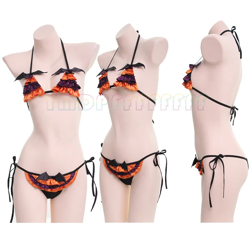 Serie de disfraces para fiestas de Halloween, lencería, carnaval, calabaza, murciélago, disfraz de demonio, bikini de tres piezas, disfraz de mono sexy, pijama, uniforme.