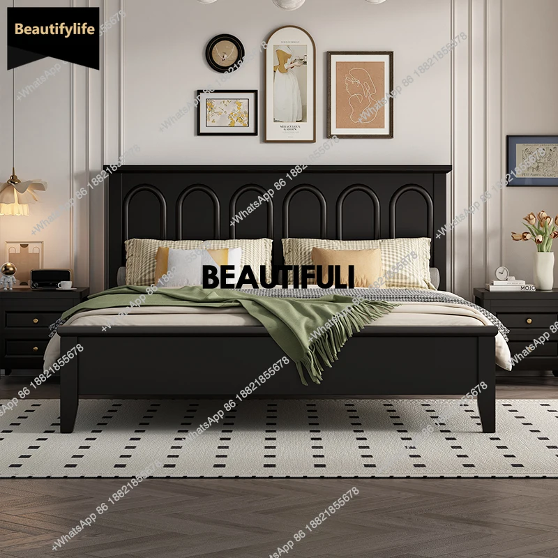 

D80 Деревянный каркас двуспальной кровати для хранения, простое изголовье, супружеская кровать для хранения вещей, роскошная современная мебель для спальни Cama De Casal