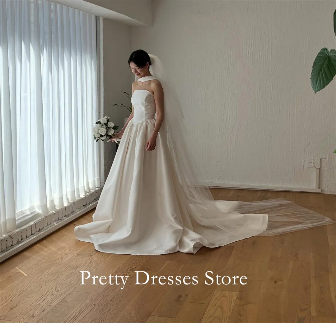 Maßgeschneiderte koreanische Garten-Abendkleider, trägerlos, ärmellos, formell, Saudi Diego Diego Satin-Korsett, elegante Abschlussball-Erwachsene, Party, Damen-Braut