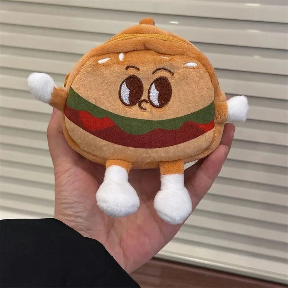 Hamburger Hamburger Plush Coin Purse Zipper Creative Cartoon Zipper Wallet Cartoon Storage Anime Mini Storage Bag Kid Gift