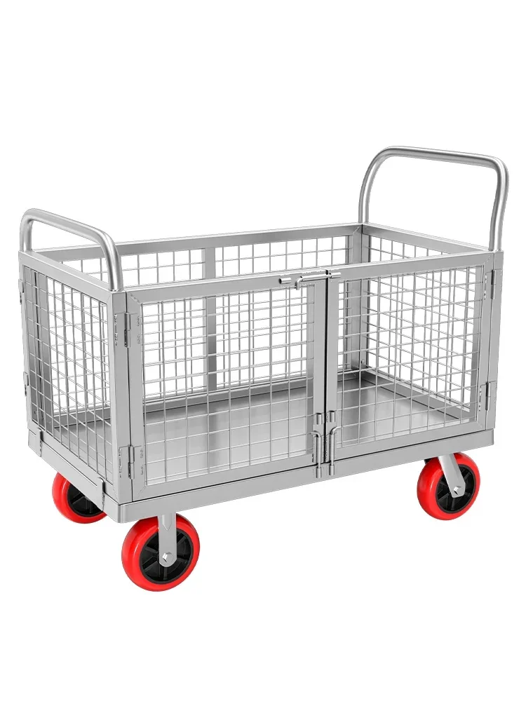 Hand Cart Handling Vehicle, Silent Folding Small , Cargo Pulling With Fence, Trailer, Stall Setting,