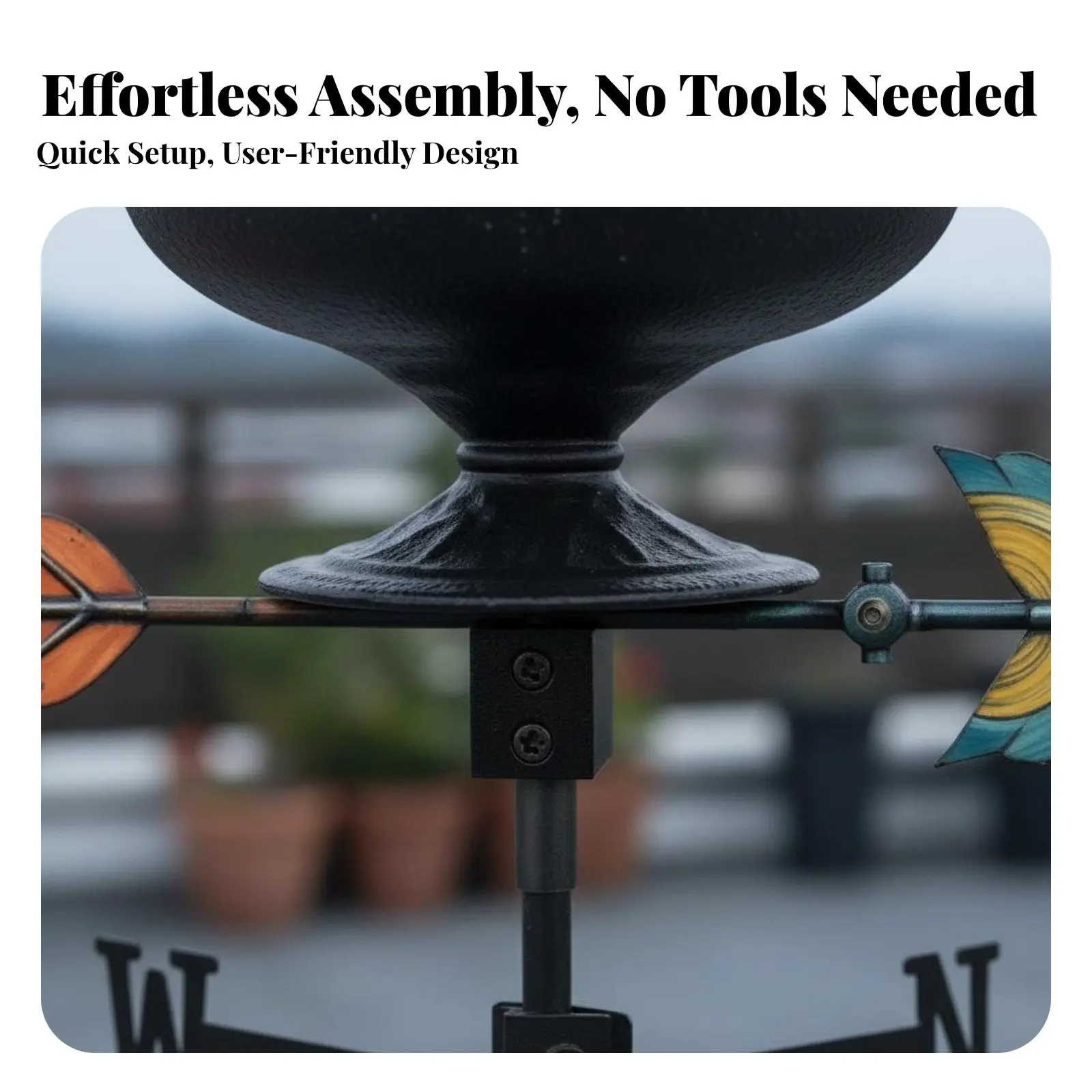 Halloween Candle Weathervane Decorative Candle Wind Vane Garden Weathervane Rooftop Weather Vane 360° Rotation