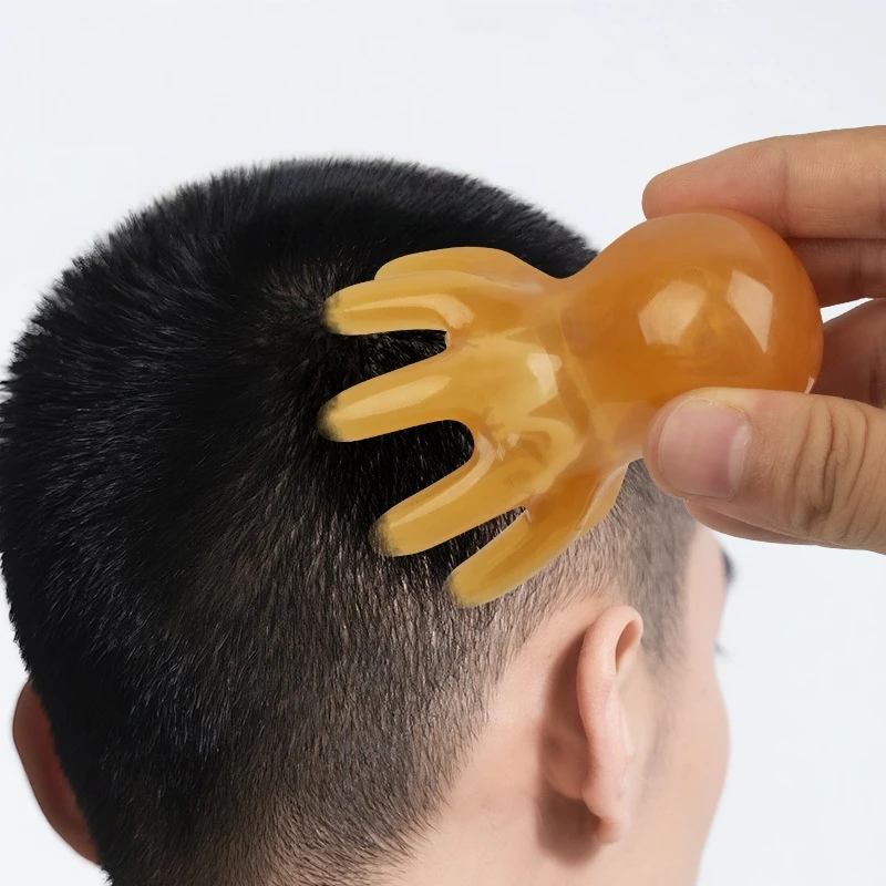 Massageador de Cabeça Octopus: Ferramenta Manual Portátil para Acupressão e Gua Sha, Pente de Spa para Meridianos