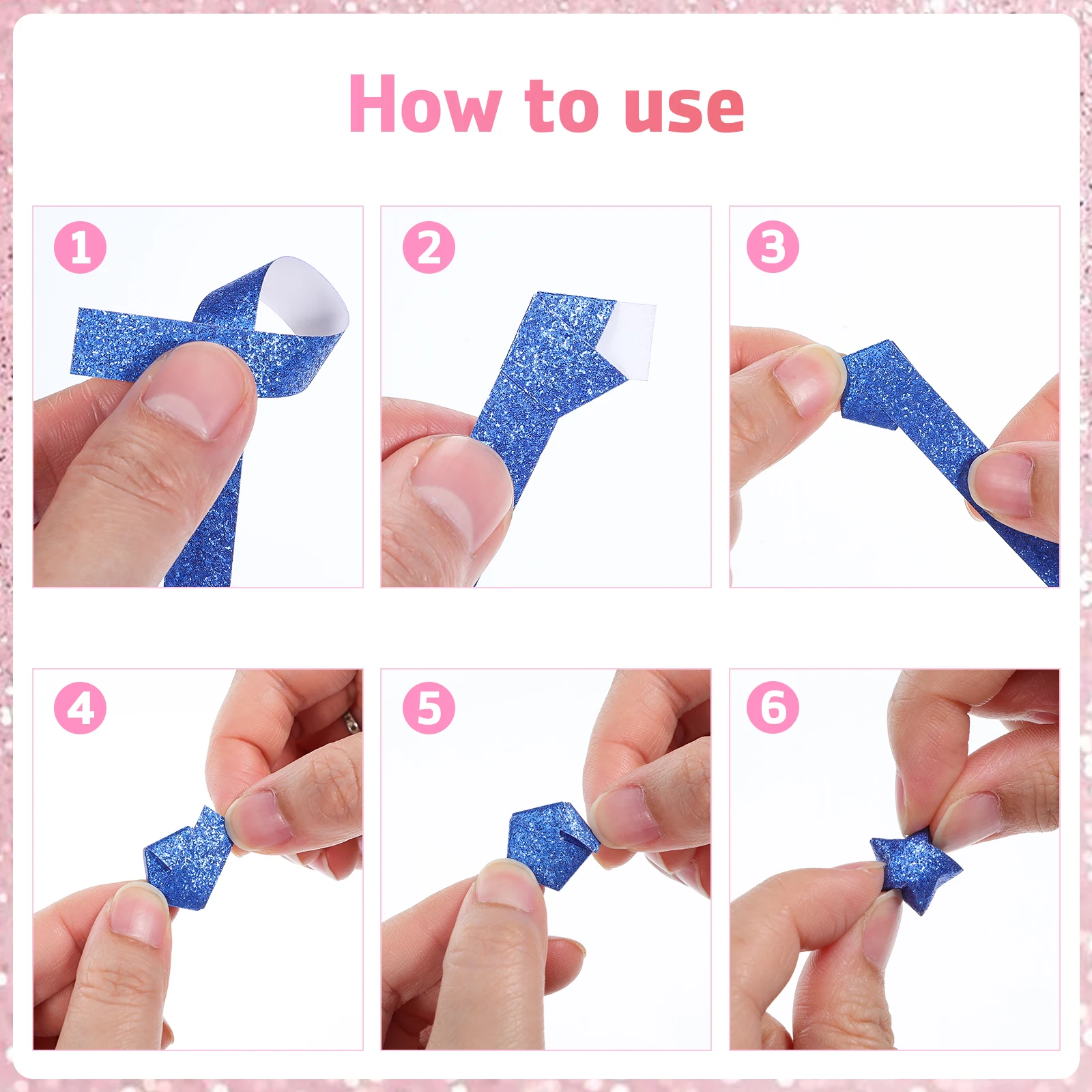 

1040Pcs Colorful Glitter Origami Paper Strips DIY Star Making Kit Premium Foldable Paper for School Activities Handmade Gifting