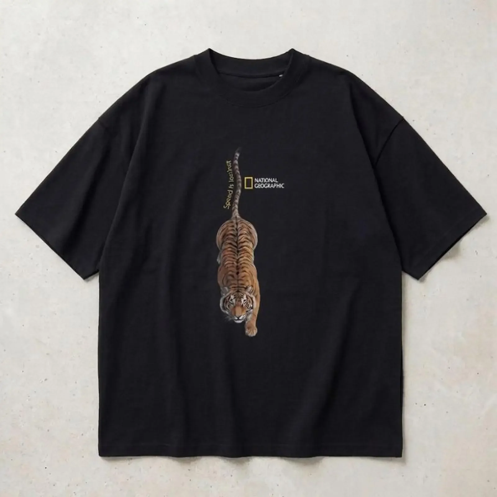 Tiger T Shirt Speed Is Instinct Wildlife Oversized Animal vintage Washed Stretched Top For Everyday Wear homme streetwear