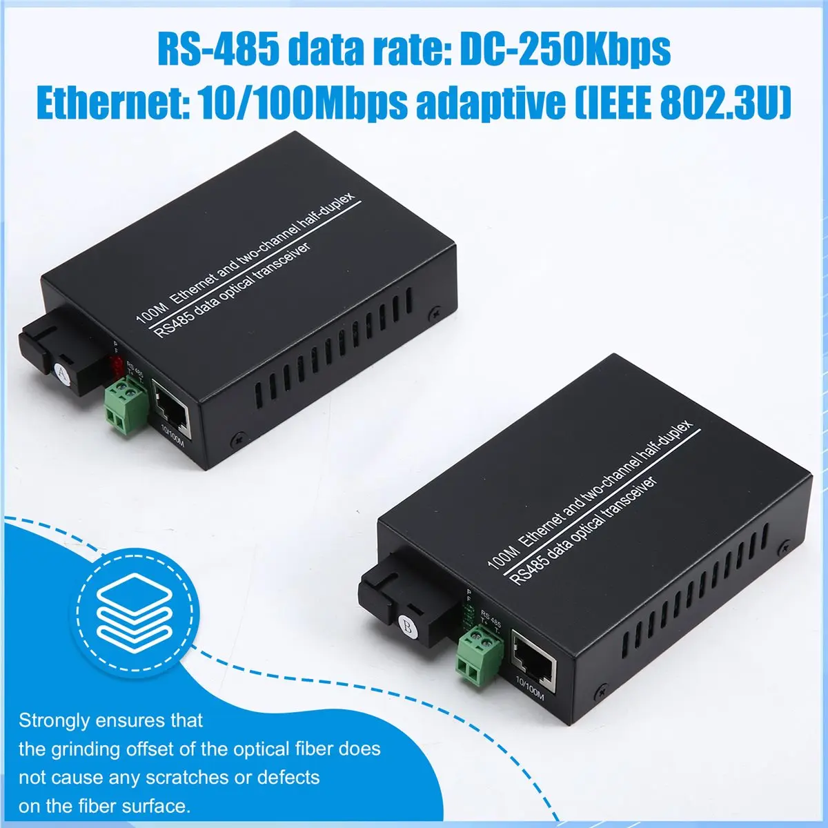 DT81 1 Pair RS485 Data Extender Converter with 10/100Mbps Ethernet SM SX,over Fiber Optic Transmitter and Receiver EU PLUG