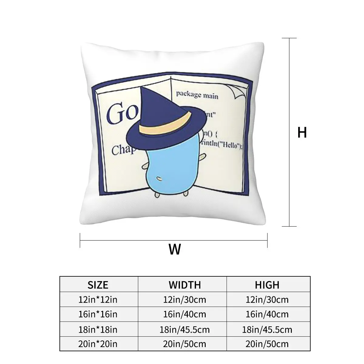 The Go Gopher Golang Witch Learning Square Pillowcase Pillow Cover Cushion Decor Comfort Throw Pillow for Home Sofa