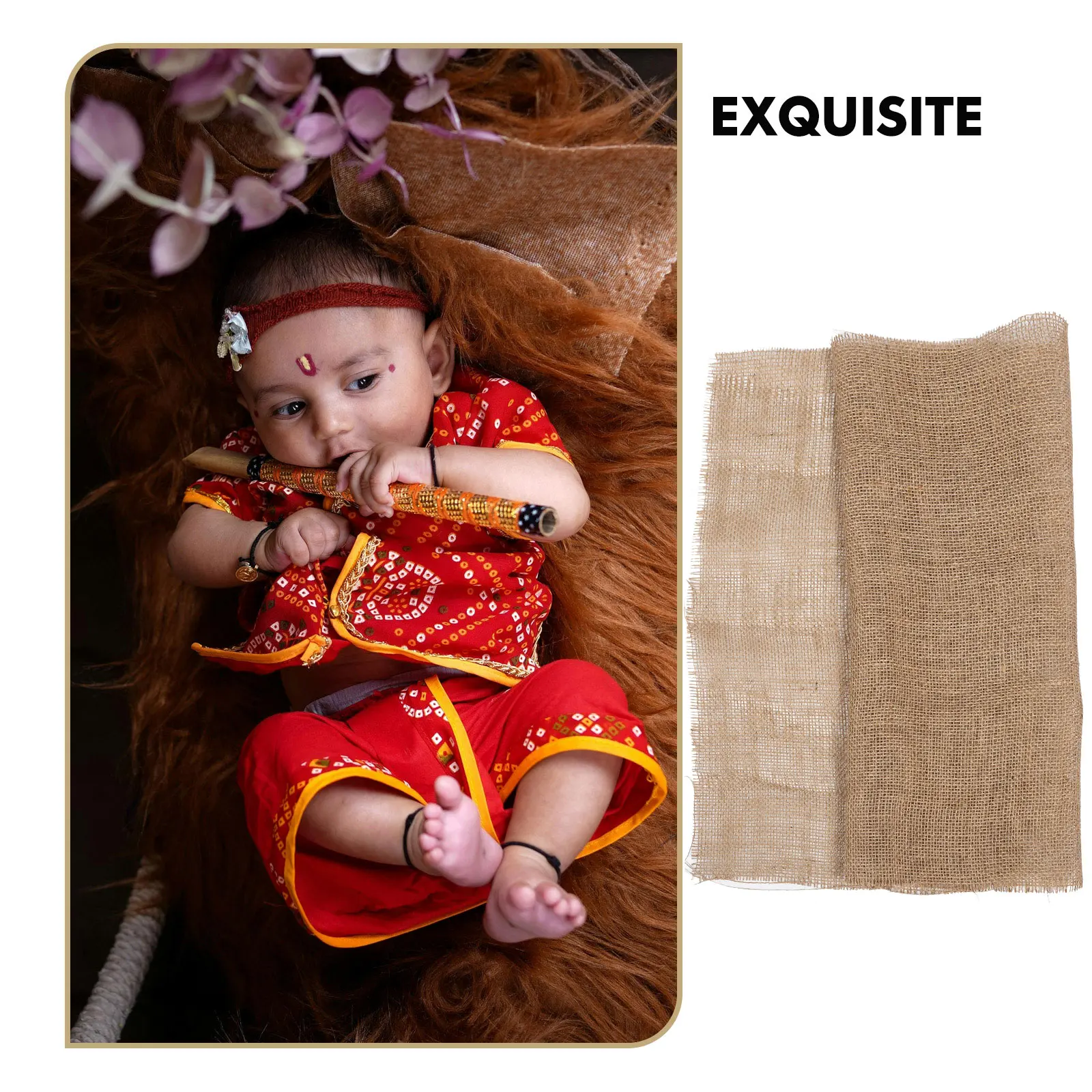 

Linen Blanket Props Blankets New Born Photoshoot Boy for Baby Boys Newborn Jute Netting Natural