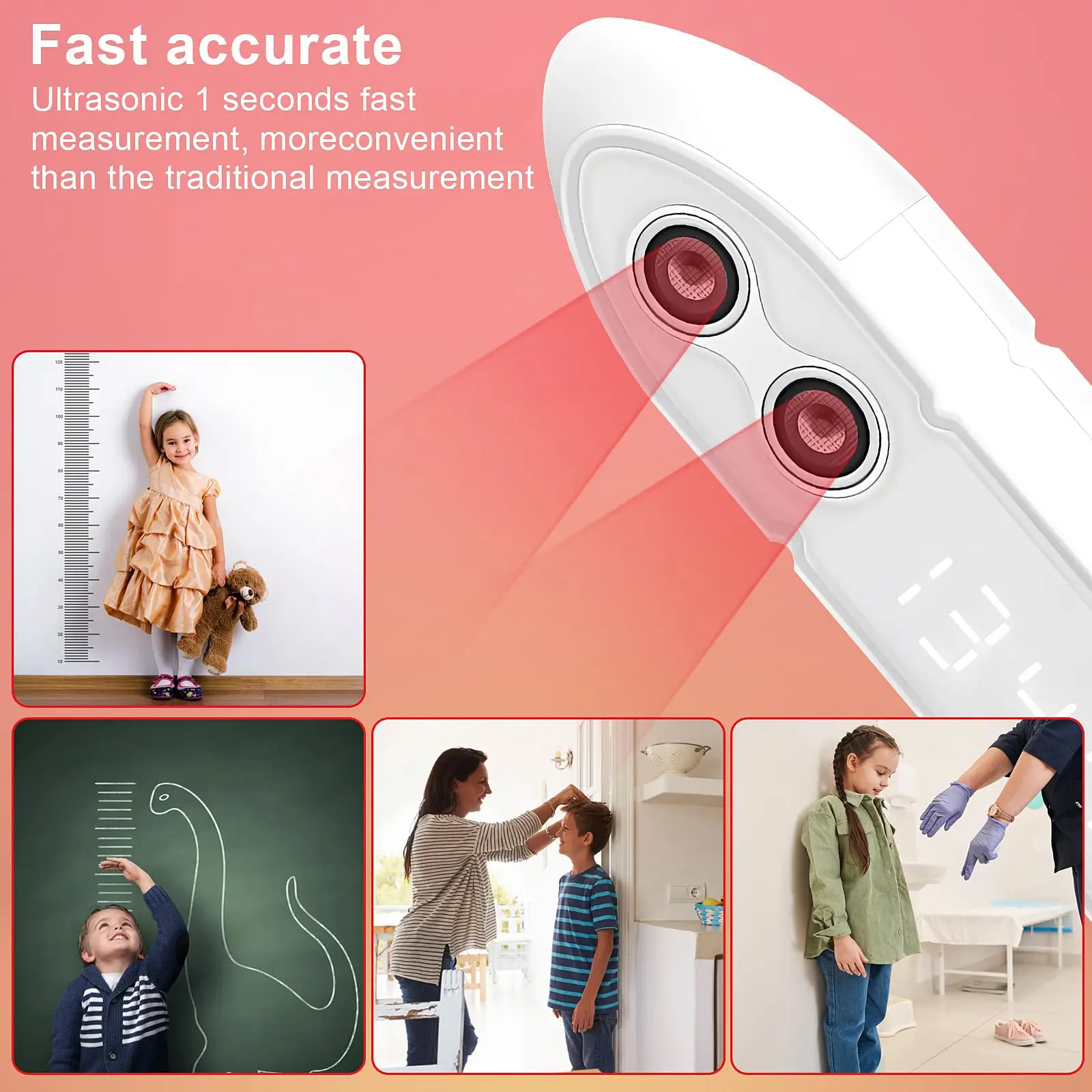 Height Measuring Stadiometer H43 Portable Ultrasound Handheld Height Measuring Ruler LCD Digital Device with Bluetooth For Kids