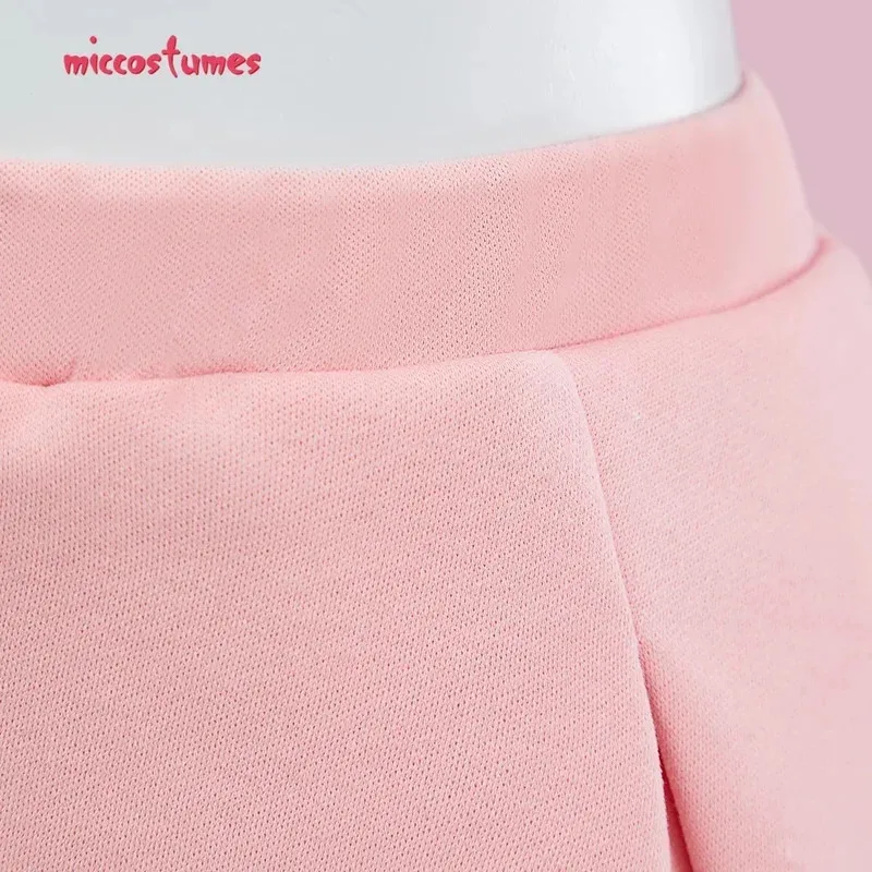 Miccostumes feminino misa traje rosa roupa superior e saia com meias trajes cosplay de halloween og;5