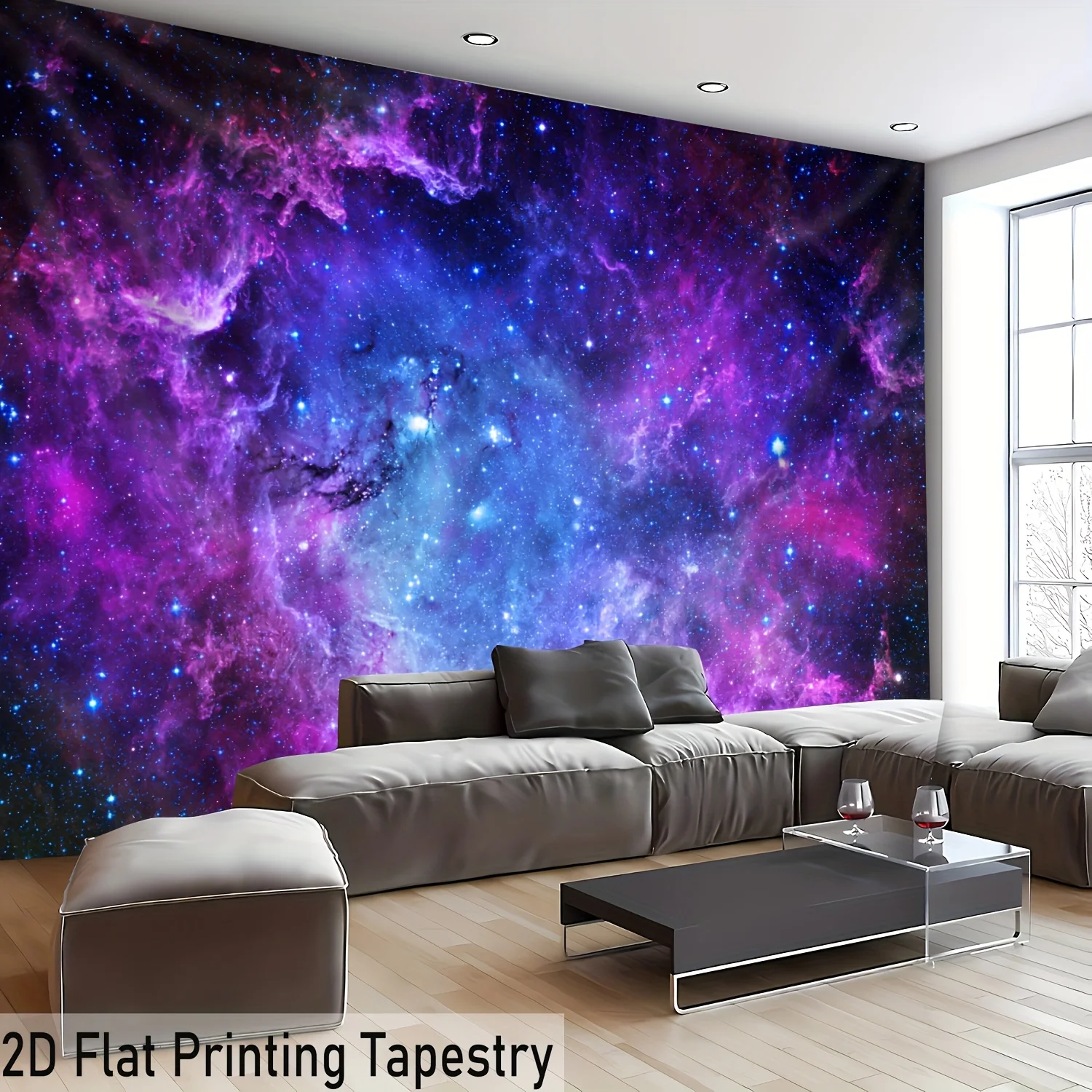 VIKAMA Starry Sky Theme Tapestry Purple and Blue Nebula Dreamy Bedroom Decor Visual Impact Living Room Room Decor