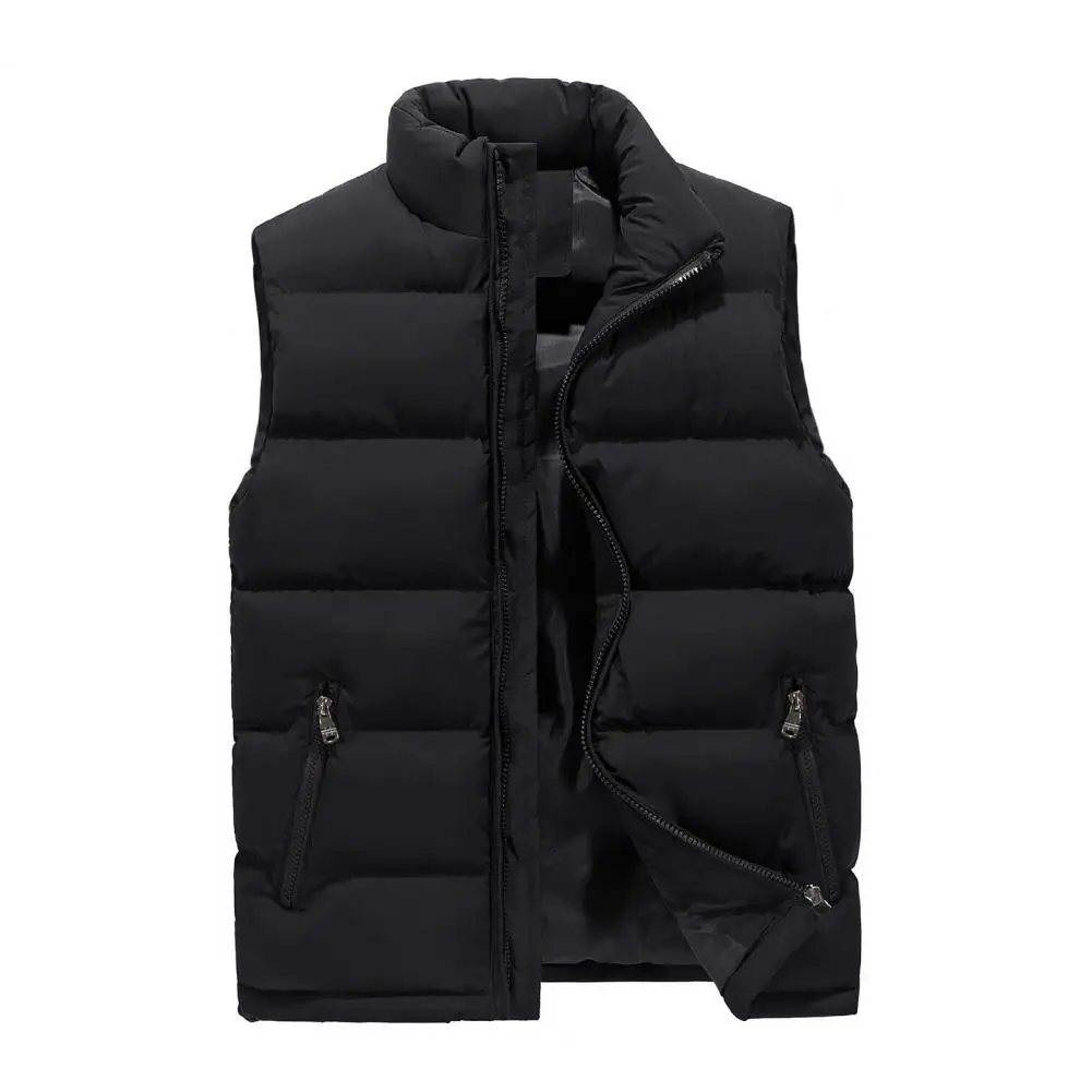 Men Puffer Vest Lightweight Men Vest Water-resistant Men's Puffer Vest Coat with Stand Collar Zipper Placket for Autumn Winter