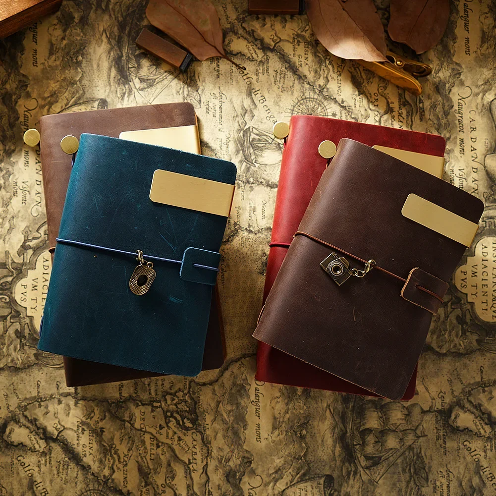 Vintage Genuine Leather Travel Notebook Traveler Diary Trip Handmade Journey Cowhide Sketchbook Planner Replaceable Inner Pages