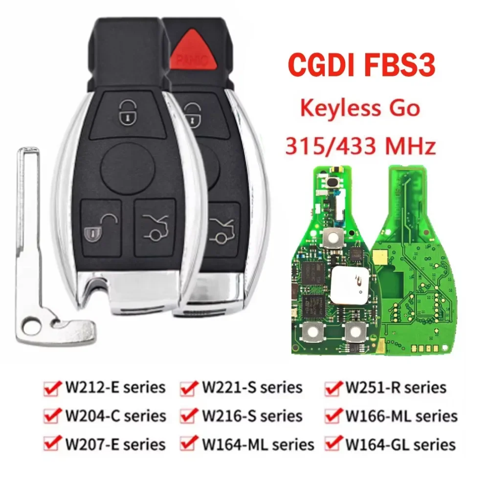 KeylessGo FBS3 CGDI  CG MB FBS3 BGA Keyless Go Key 315/433MHZ one button start for BENZ W204 W207 W212 W164 W166 W216 W221 W251