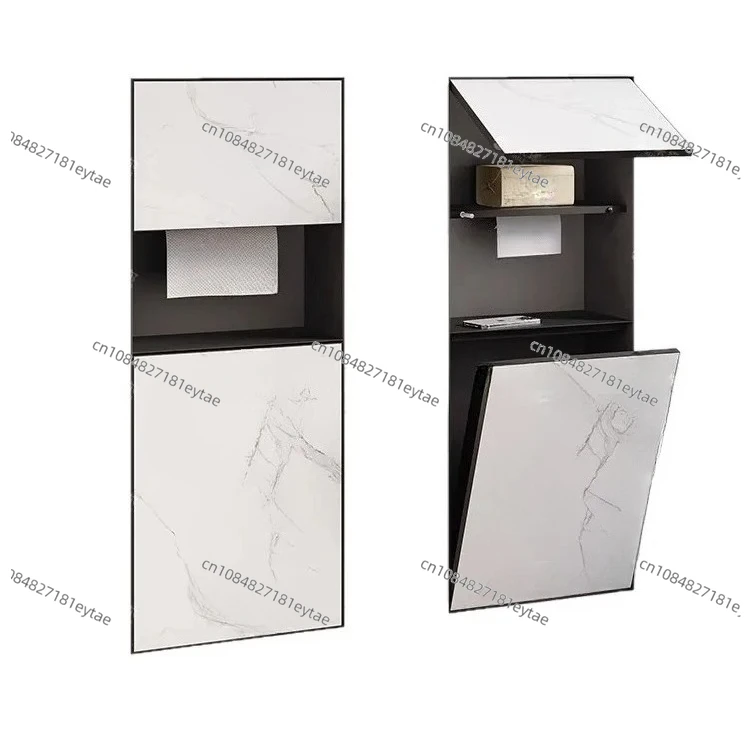 Concealed Stainless Steel Toilet Trash Can Niche Embedded Paper Towel Toilet Brush Shelf Metal Locker