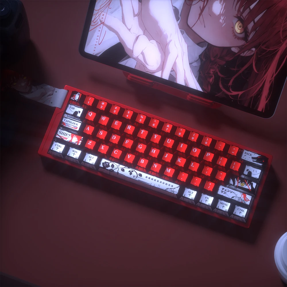 Metallic Paint Keycaps 126 Keys Chainsaw Man Theme Keycap Chreey Profile PBT 5-sided Dye-Sub for Mechanical Keyboard Caps