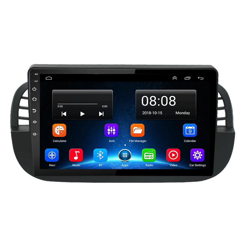 Car Multimedia Player Android Radio For FIAT 500 2007-2015 Fascia Frame Dash Kit 2 Din Stereo