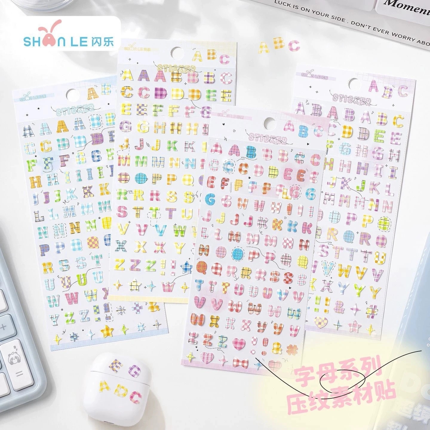 1/4pcs Embossed Flat Colored Letter Stickers DIY Scrapbooking Diary Phone Case Decorative Stationery Stickers School Supplies
