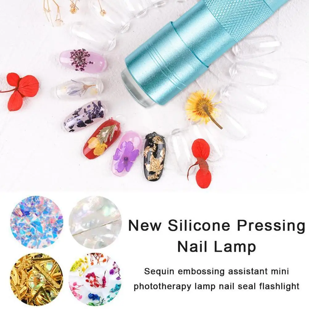 Handheld Nail Art Drooglamp Met Jelly Siliconen Stamper Gel Nagellak Sneldrogende Siliconen Drukken LED UV-lamp voor manicure