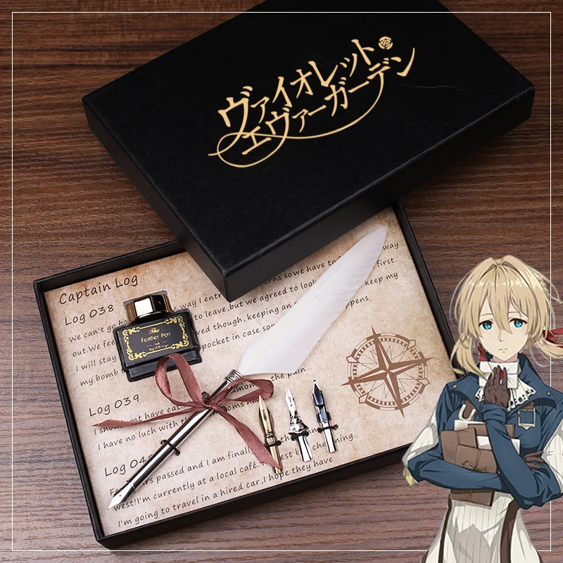 

Violet Evergarden Signature Pen Feather Dip Pen Unisex Stationery Suit Gift