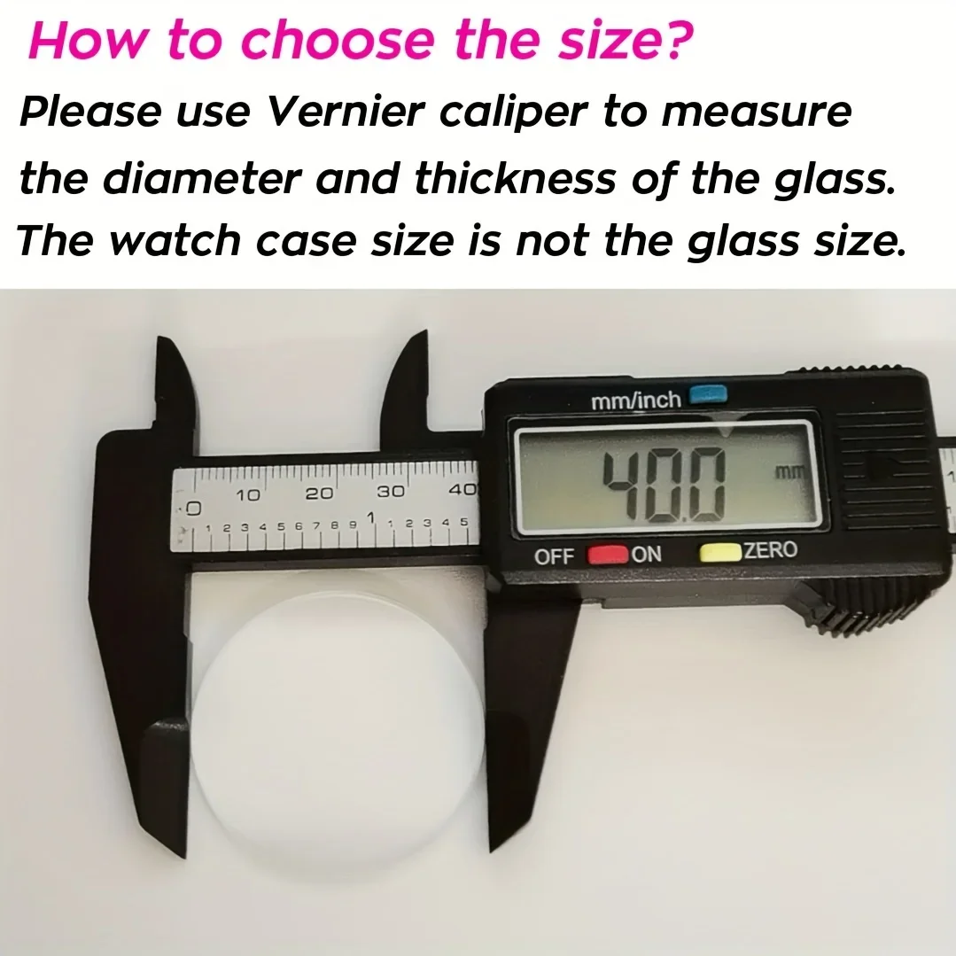 2pcs Thickness Diameter Flat Watch Crystal Mineral Glass, Replacement Parts Round Mechanical Watch Glass, Lens Repair Tool