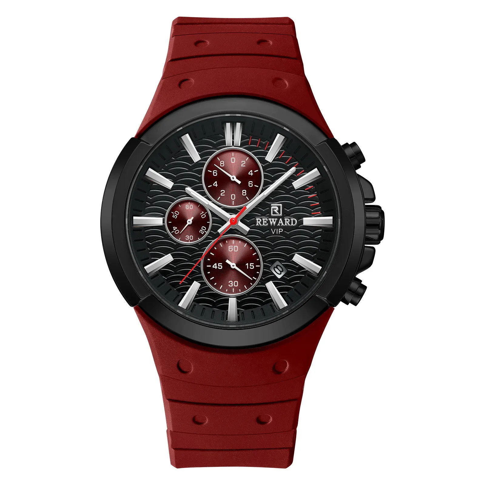 Men's Silicone Wristband Multi-Function Sports Watch Three-Eye Six-Hand Men's Watch Durable Comfortable Silicone Strap