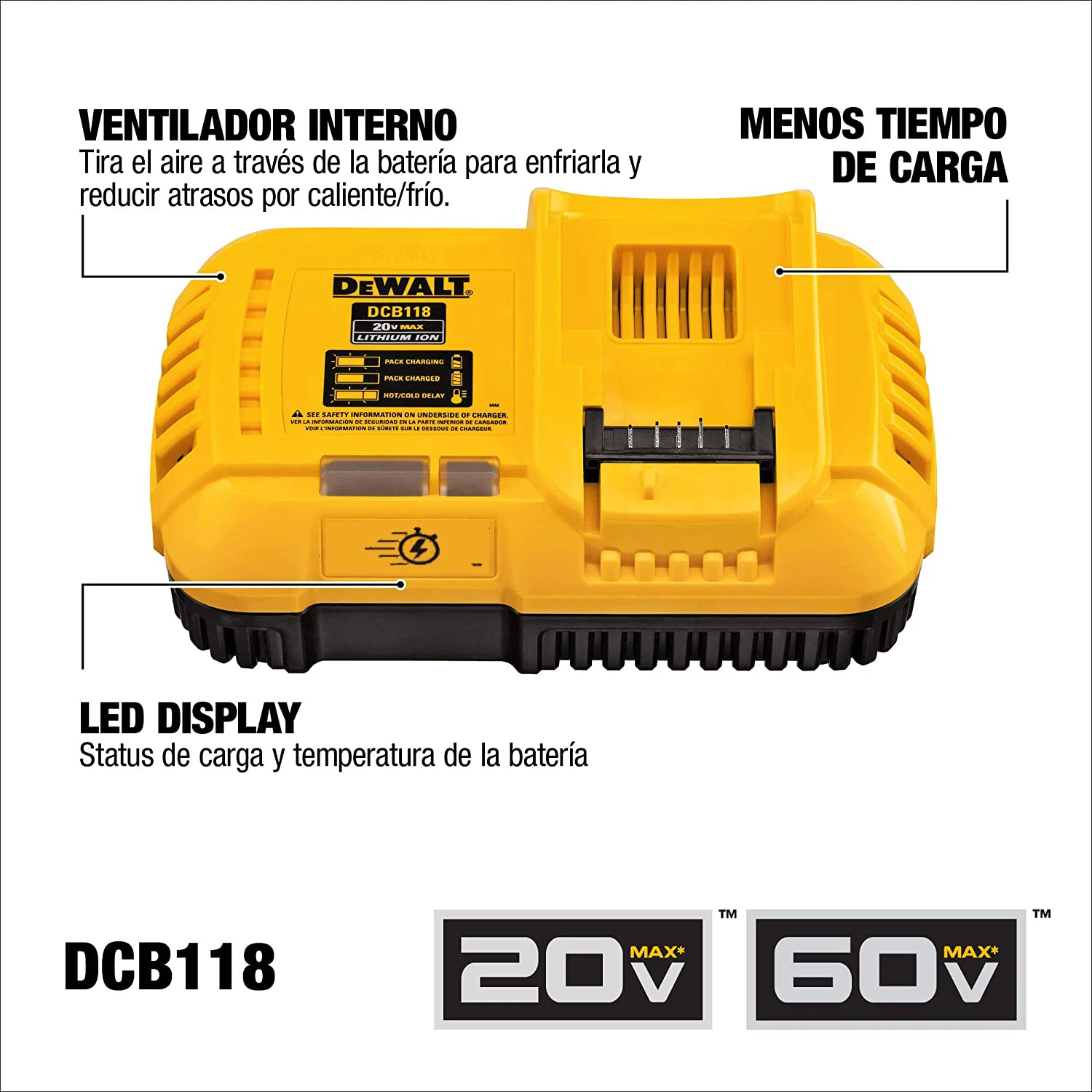 DeWalt 20V 1.7AH/4.0AH/5.0AH Lithium Battery DCB118 Fast Charger DCB1104 Charger Applicable to Dewalt’s Series of Power Tool